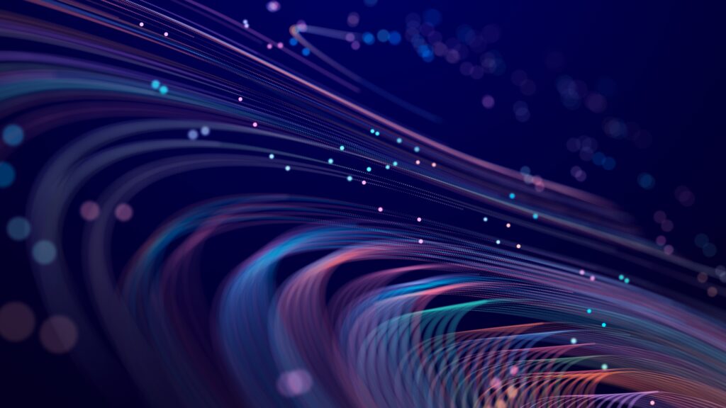 Abstract,Digital,Background,Of,Moving,Particles.,Information,Space,Flow